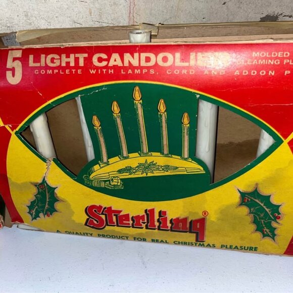 Vintage 5 Light Candolier, Vintage Christmas Candle Lights by Sterling - Picture 2 of 2